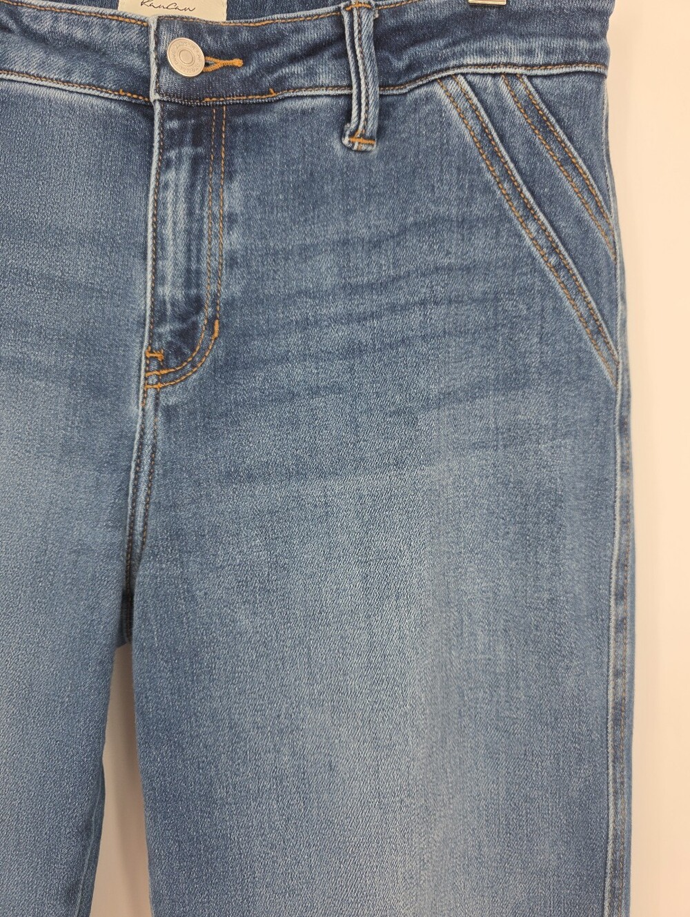 KanCan Petite Mid Rise Wide Flare Jeans Women's 11/29 Medium Wash Stretch - Picture 4 of 10
